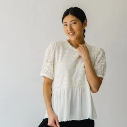 Piper & Scoot Tops The Aliza Lace Blouse In Ivory