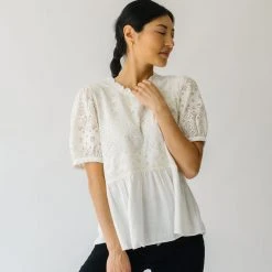 Piper & Scoot Tops The Aliza Lace Blouse In Ivory
