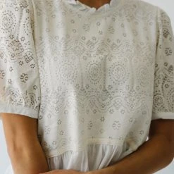 Piper & Scoot Tops The Aliza Lace Blouse In Ivory