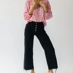 Piper & Scoot The Garen V-Neck Blouse In Pink Floral