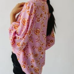 Piper & Scoot The Garen V-Neck Blouse In Pink Floral