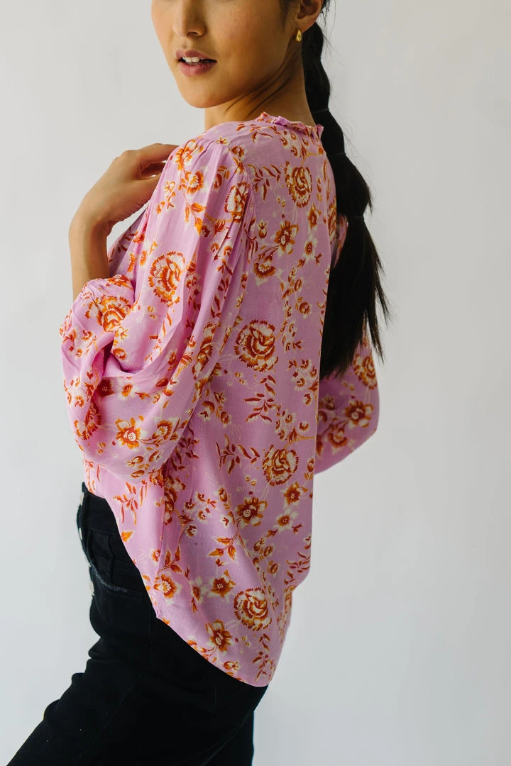 Piper & Scoot The Garen V-Neck Blouse In Pink Floral