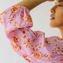 Piper & Scoot The Garen V-Neck Blouse In Pink Floral