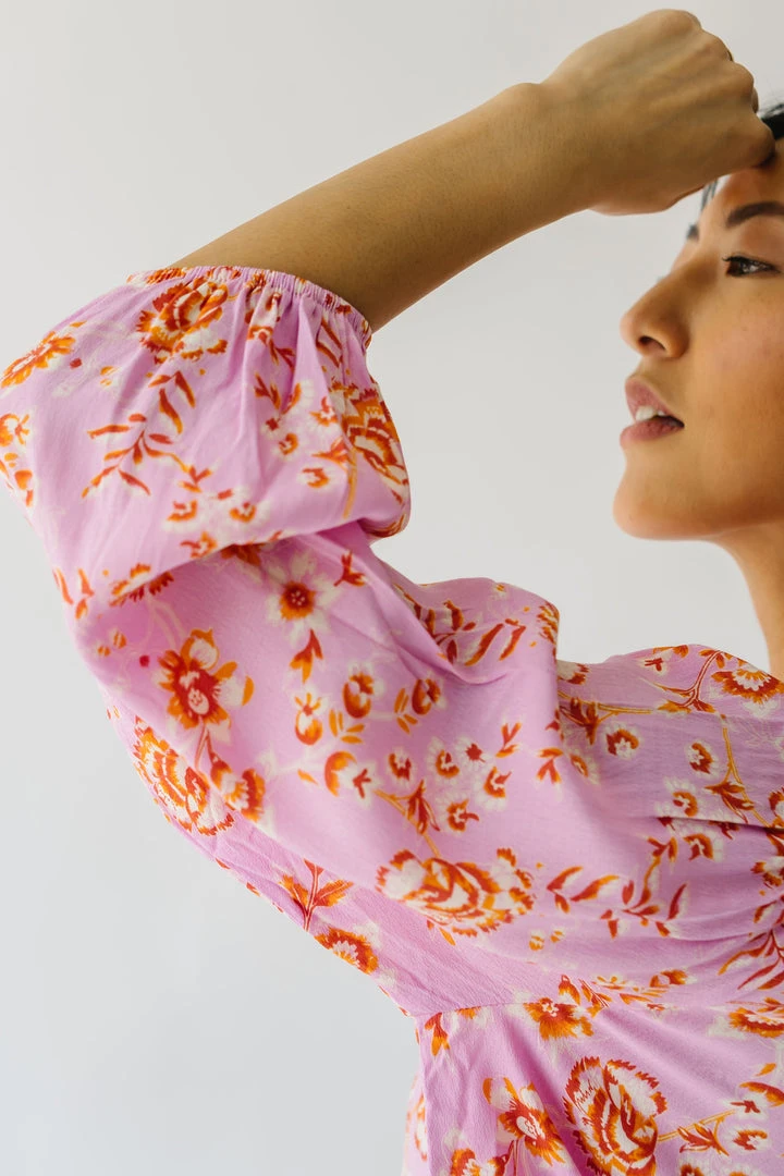 Piper & Scoot The Garen V-Neck Blouse In Pink Floral