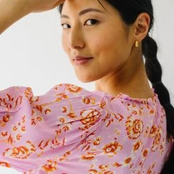 Piper & Scoot The Garen V-Neck Blouse In Pink Floral