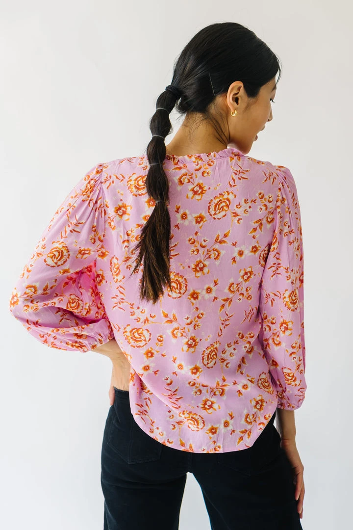 Piper & Scoot The Garen V-Neck Blouse In Pink Floral