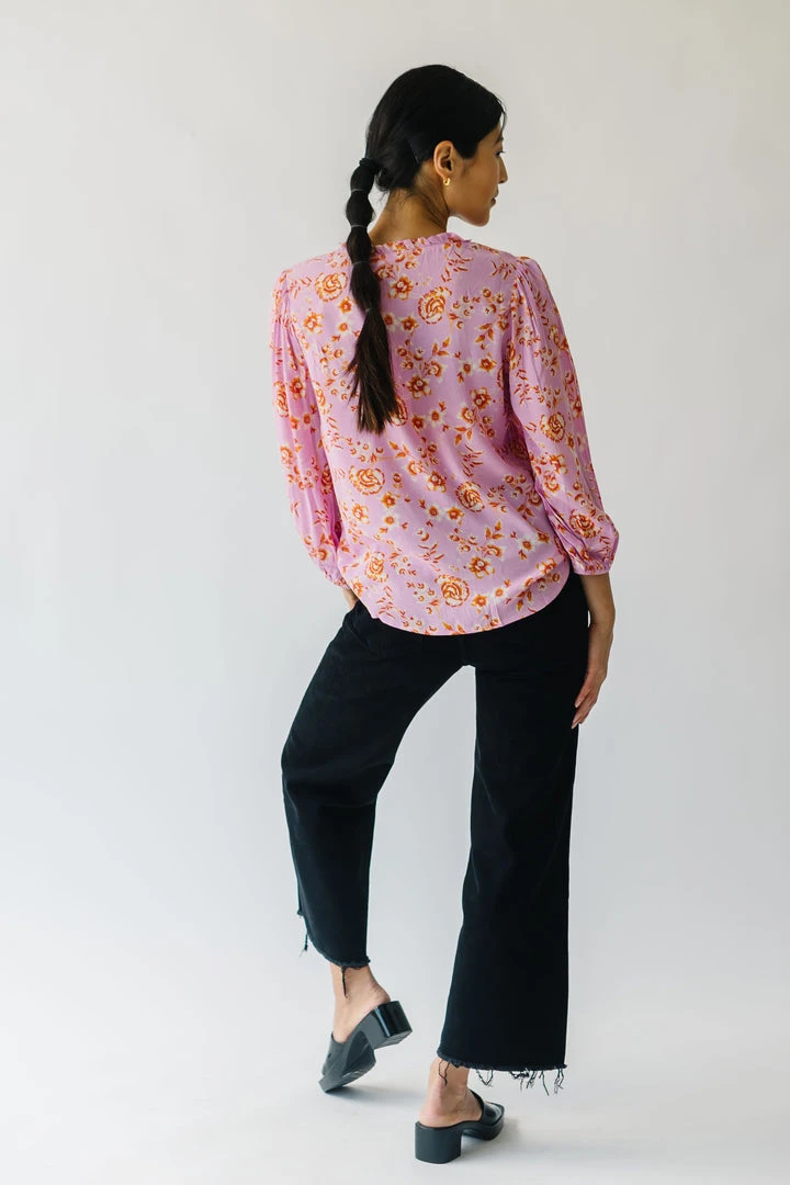 Piper & Scoot The Garen V-Neck Blouse In Pink Floral