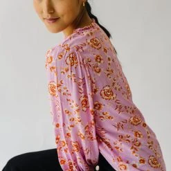 Piper & Scoot The Garen V-Neck Blouse In Pink Floral