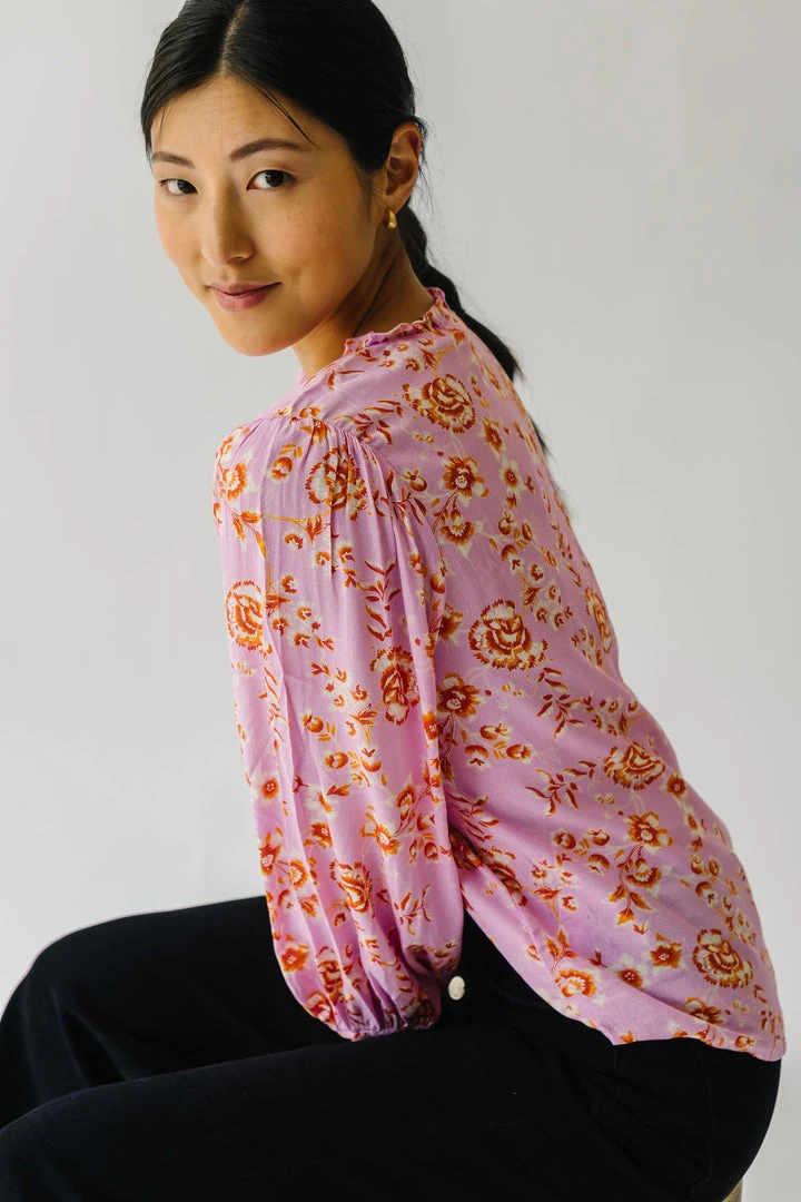 Piper & Scoot The Garen V-Neck Blouse In Pink Floral