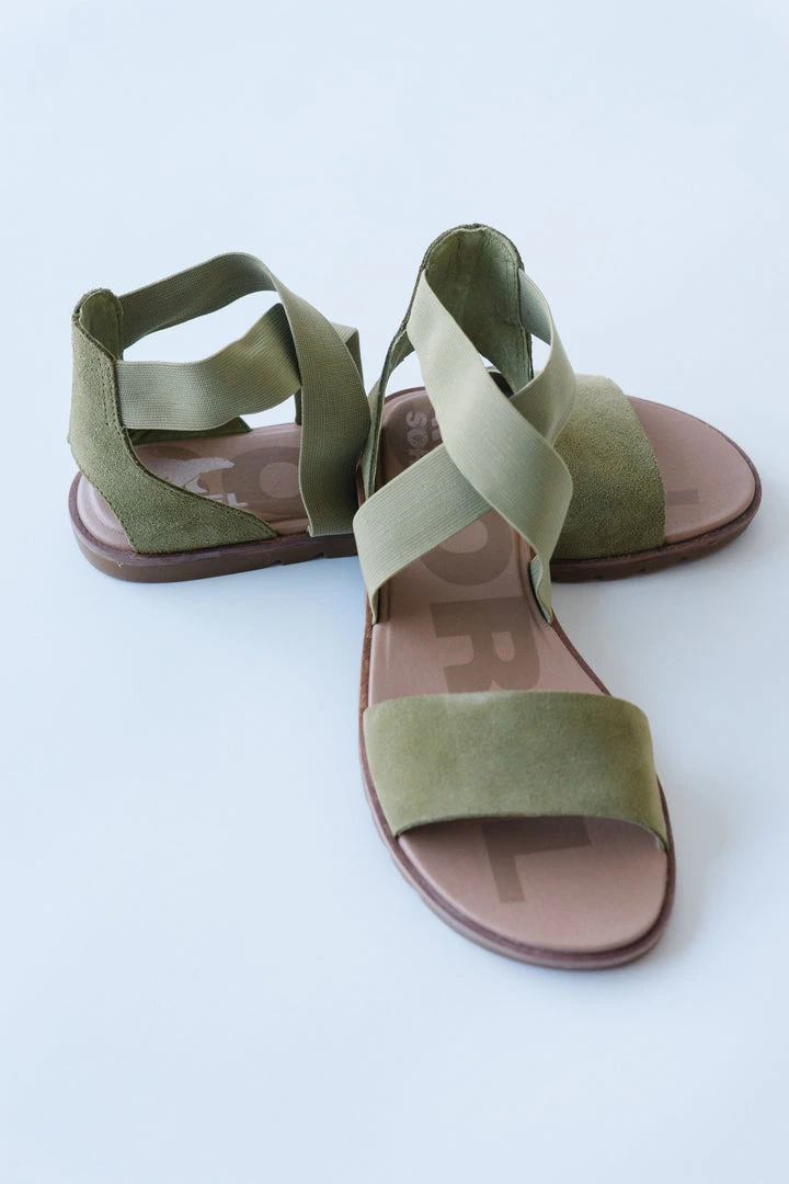 Piper & Scoot SOREL: Ella II Sandal In Olive Shade + Chalk