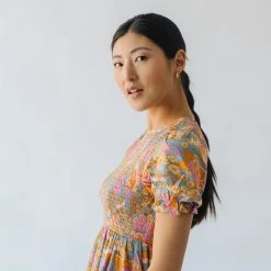 Piper & Scoot The Allred Puff Sleeve Midi Dress In Dusty Blue Dresses