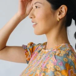 Piper & Scoot The Allred Puff Sleeve Midi Dress In Dusty Blue Dresses