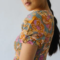 Piper & Scoot The Allred Puff Sleeve Midi Dress In Dusty Blue Dresses