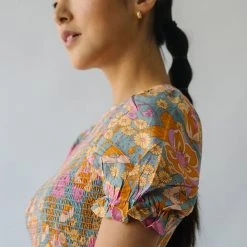 Piper & Scoot The Allred Puff Sleeve Midi Dress In Dusty Blue Dresses