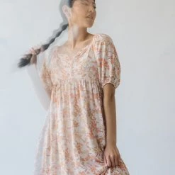 Piper & Scoot The Kepler Floral Midi Dress In Cream