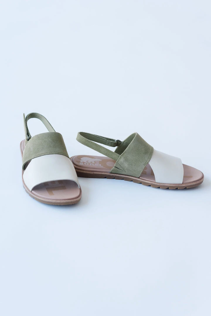 Piper & Scoot SOREL: Ella II Slingback Sandal In Olive Shade + Chalk