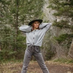 Piper & Scoot: The Glenda Double Button Cardigan In Heather Grey