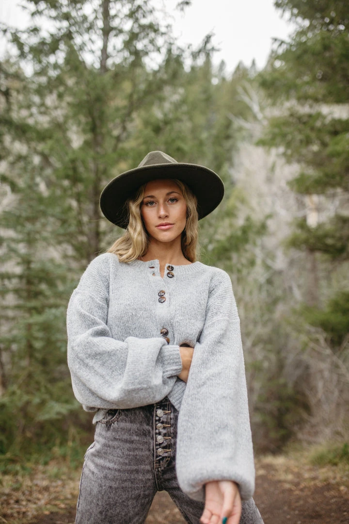 Piper & Scoot: The Glenda Double Button Cardigan In Heather Grey