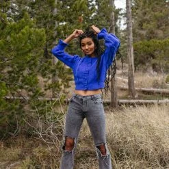 Piper & Scoot The Walken Cable Knit Cardigan In Royal Blue