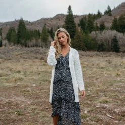 Piper & Scoot The Madsen Floral Ruffle Detail Dress In Black