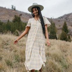 Dresses Piper & Scoot: The Beecher Plaid Dress In Cream
