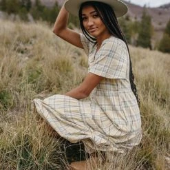 Dresses Piper & Scoot: The Beecher Plaid Dress In Cream