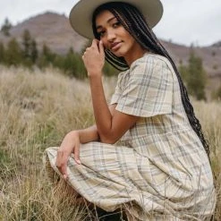 Dresses Piper & Scoot: The Beecher Plaid Dress In Cream