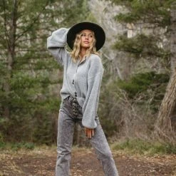 Piper & Scoot: The Glenda Double Button Cardigan In Heather Grey