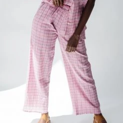Piper & Scoot The Kutcher Plaid Bottom In Pink Bottoms + Jumpsuits