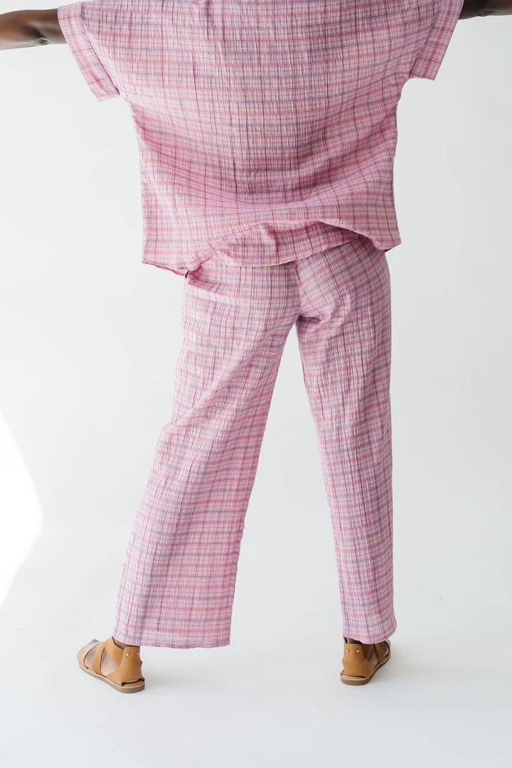 Piper & Scoot The Kutcher Plaid Bottom In Pink Bottoms + Jumpsuits