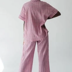 Piper & Scoot The Kutcher Plaid Bottom In Pink Bottoms + Jumpsuits