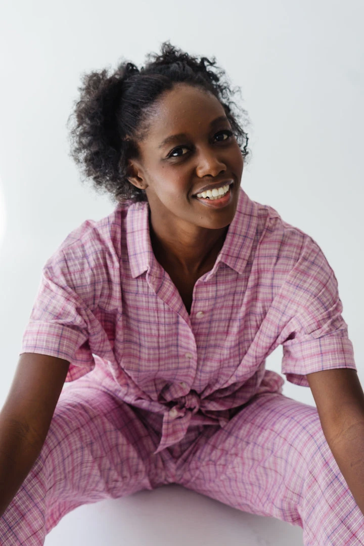 Piper & Scoot The Ashton Plaid Button Up Top In Pink