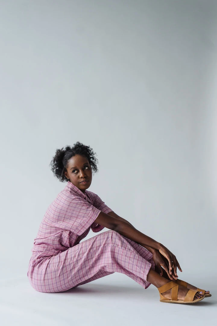 Piper & Scoot The Kutcher Plaid Bottom In Pink Bottoms + Jumpsuits