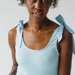 Piper & Scoot The Collin Ribbed Bodysuit In Light Blue