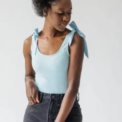 Piper & Scoot The Collin Ribbed Bodysuit In Light Blue