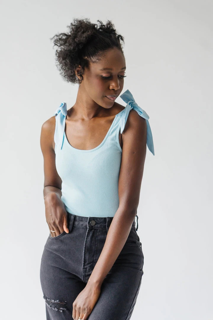 Piper & Scoot The Collin Ribbed Bodysuit In Light Blue