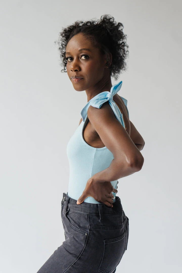 Piper & Scoot The Collin Ribbed Bodysuit In Light Blue