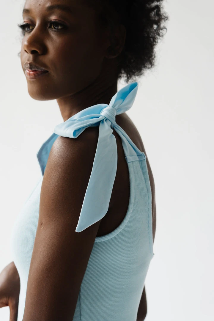 Piper & Scoot The Collin Ribbed Bodysuit In Light Blue