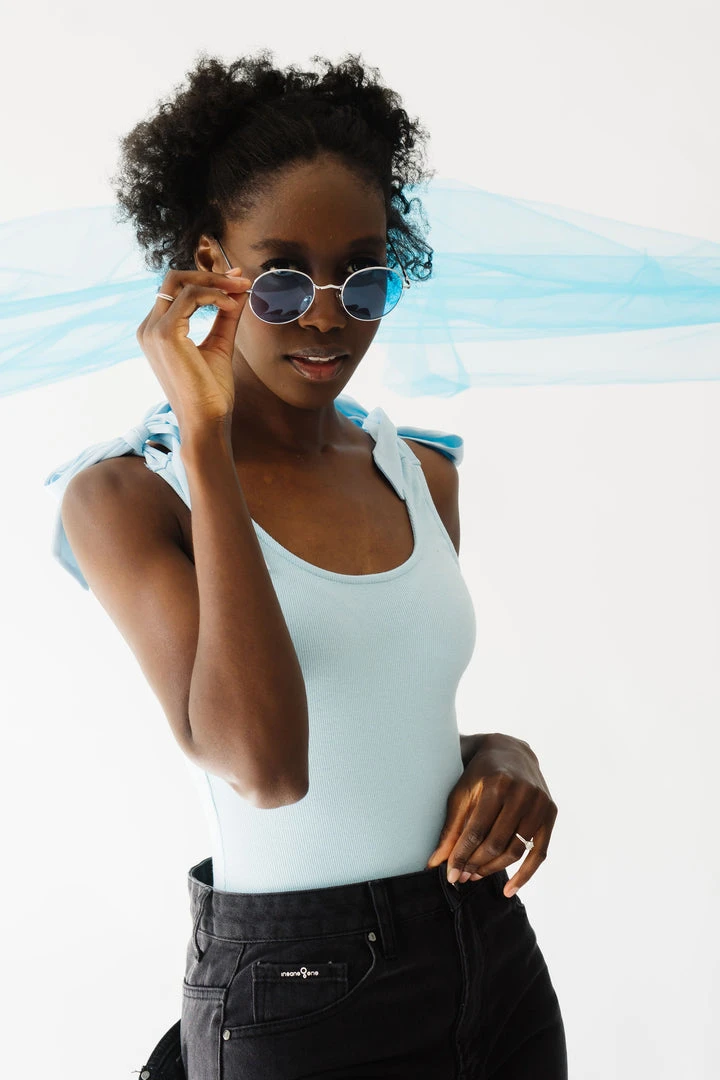 Piper & Scoot The Collin Ribbed Bodysuit In Light Blue