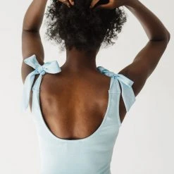 Piper & Scoot The Collin Ribbed Bodysuit In Light Blue