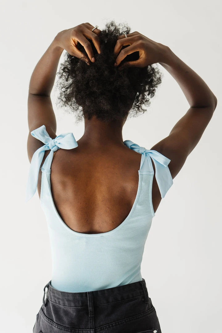 Piper & Scoot The Collin Ribbed Bodysuit In Light Blue