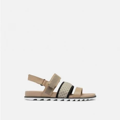 Piper & Scoot SOREL: Roaming Deacon Slingback Sandal In Omega Taupe + Black Shoes