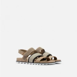 Piper & Scoot SOREL: Roaming Deacon Slingback Sandal In Omega Taupe + Black Shoes