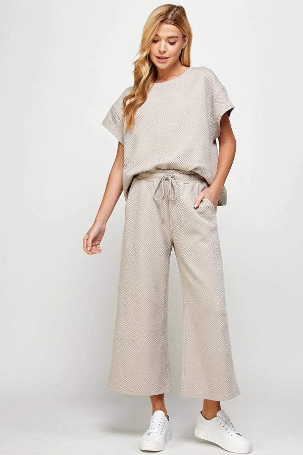 Piper & Scoot The Lenny Textured Top In Warm Grey