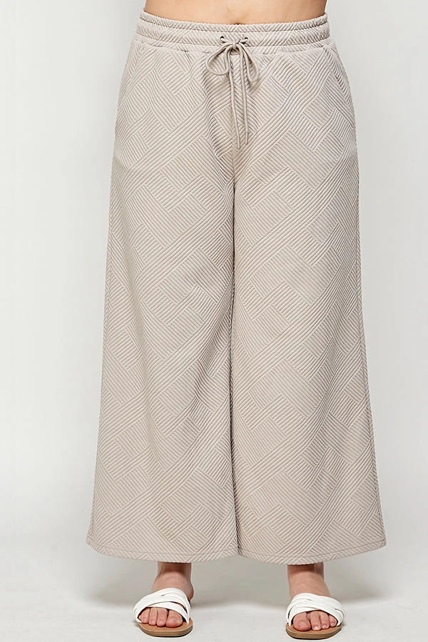 Piper & Scoot The Ronnie Textured Wide Leg Pant In Warm Grey