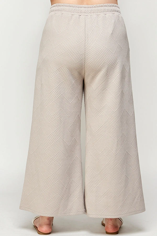 Piper & Scoot The Ronnie Textured Wide Leg Pant In Warm Grey