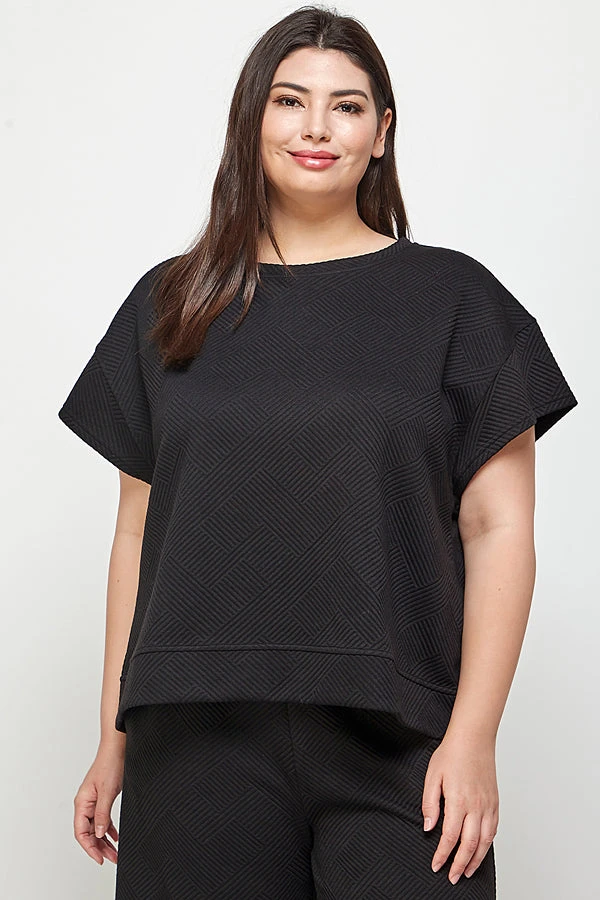 Piper & Scoot The Lenny Textured Top In Black Tops