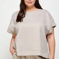 Piper & Scoot The Lenny Textured Top In Warm Grey