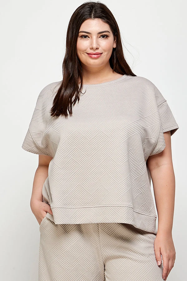 Piper & Scoot The Lenny Textured Top In Warm Grey