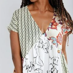 Piper & Scoot The Nessa Woven Color Block Dress In Lime Multi